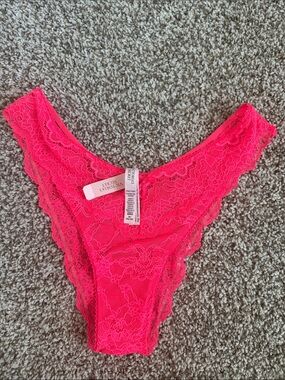 NWT Victoria's Secret Neon Pink Dress Lace Brazilian Panty